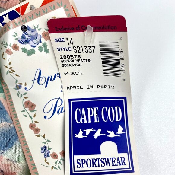 VTG 90s Cape Cod Sportswear Womens Shirt Sz 14 Floral Button Up SS USA NWT - Picture 7 of 10